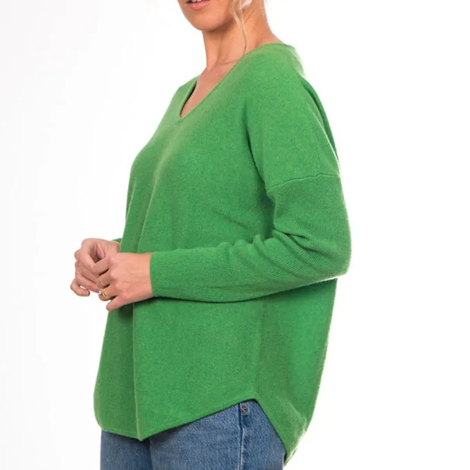 Cashmere Vee Pullover - Fern