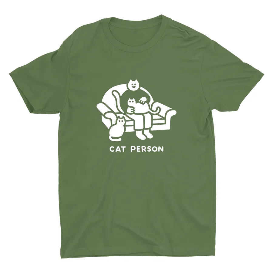Cat Person Printed  Cotton Tee
