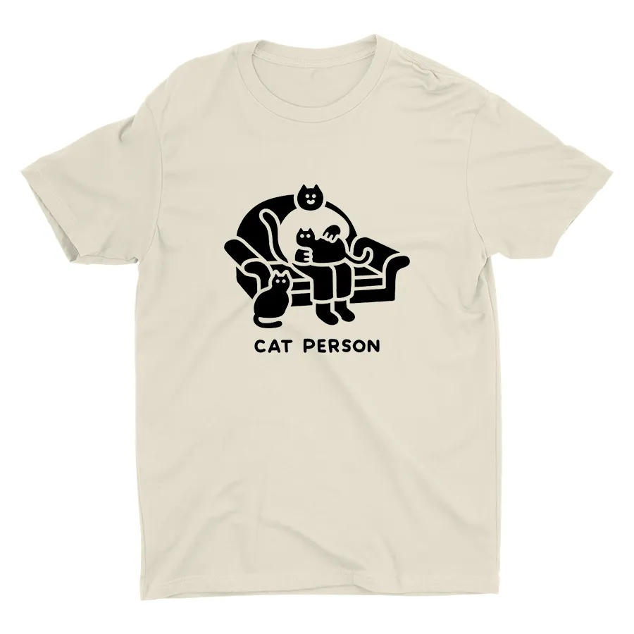 Cat Person Printed  Cotton Tee