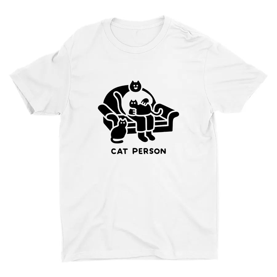 Cat Person Printed  Cotton Tee