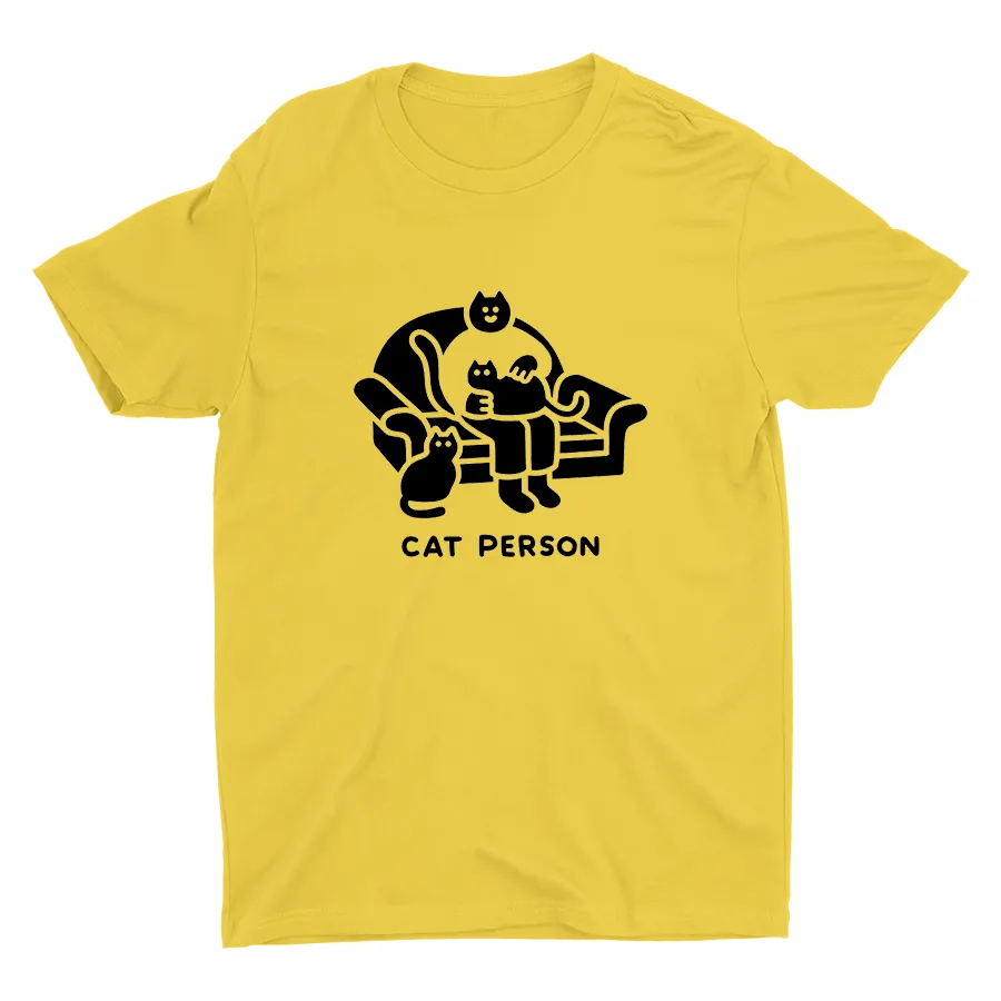 Cat Person Printed  Cotton Tee