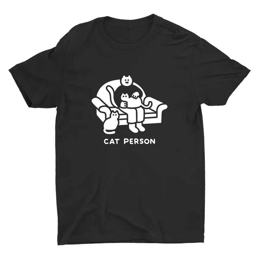 Cat Person Printed  Cotton Tee