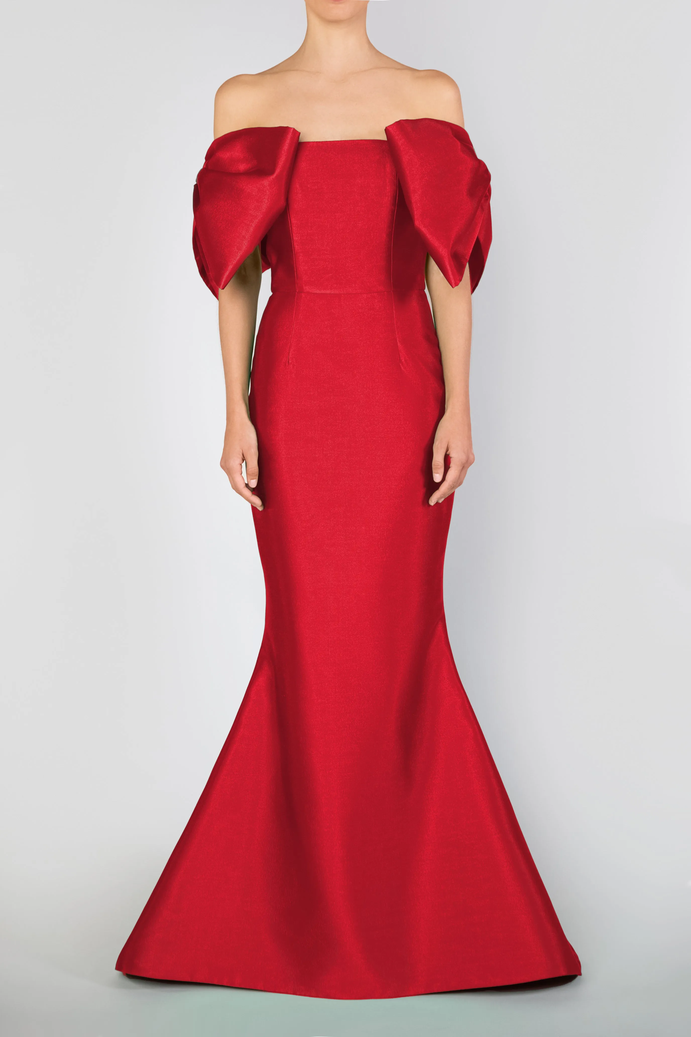 Catalina Silk and Wool Mermaid Gown with Detachable Sashes