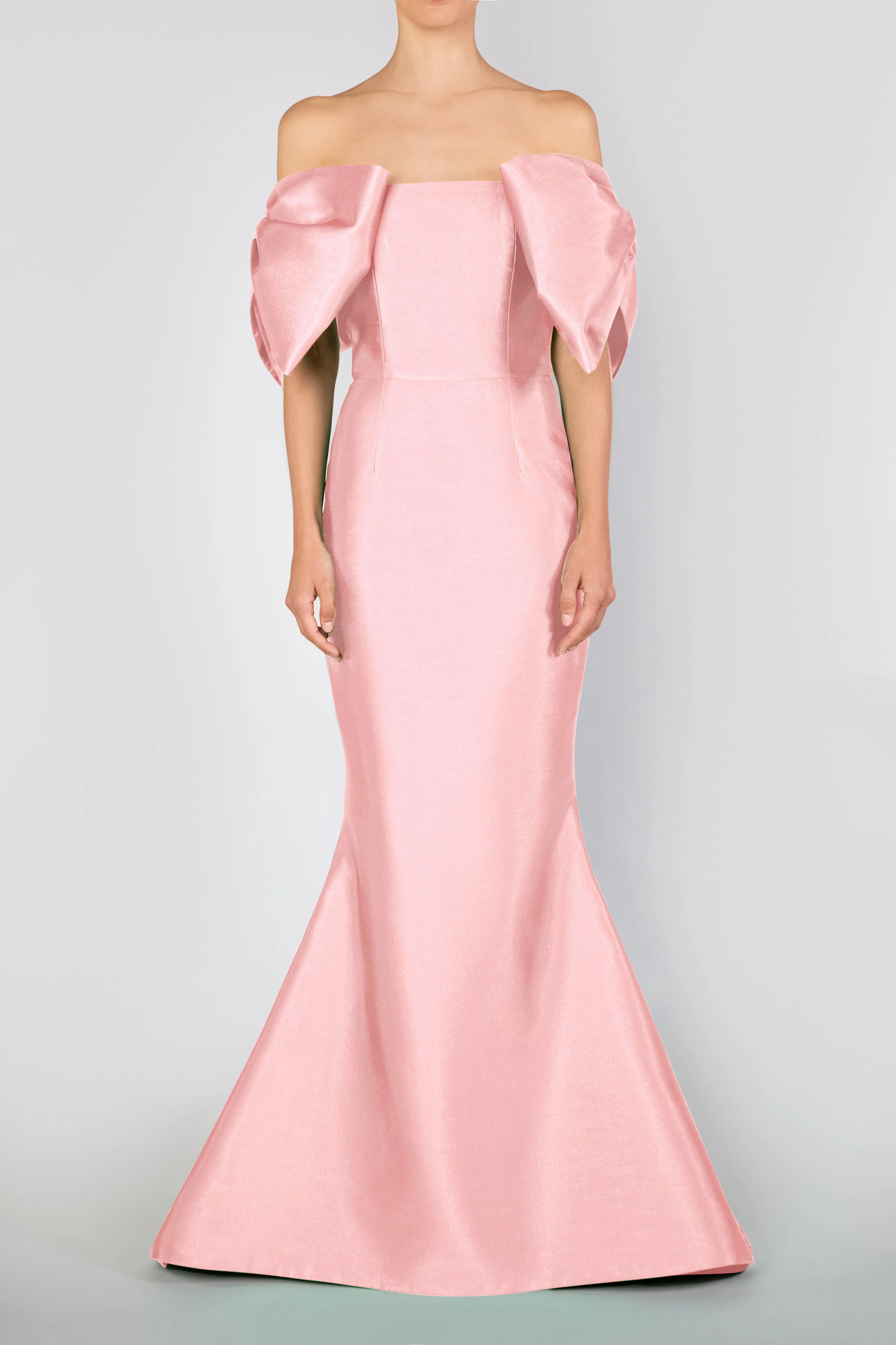 Catalina Silk and Wool Mermaid Gown with Detachable Sashes