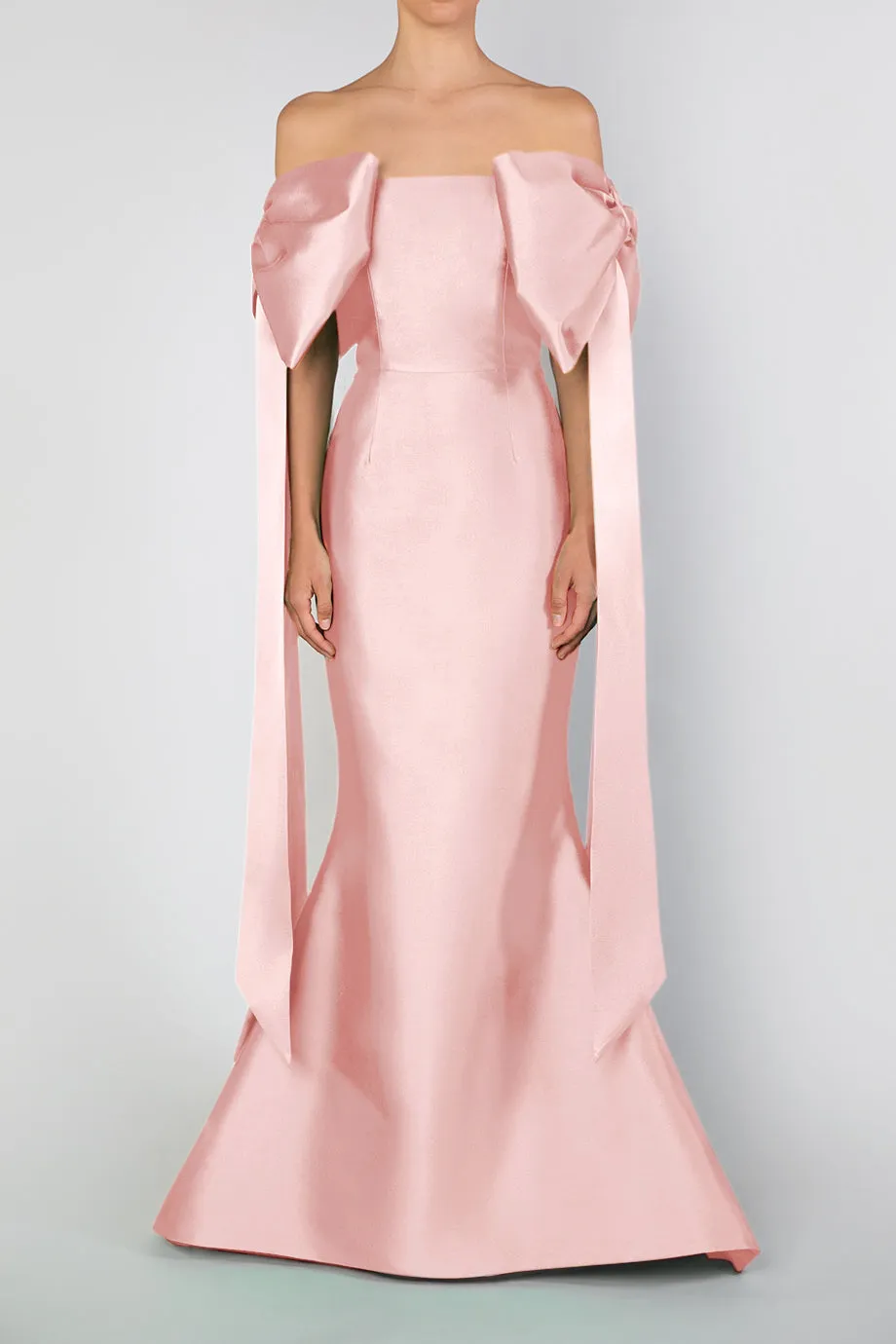 Catalina Silk and Wool Mermaid Gown with Detachable Sashes