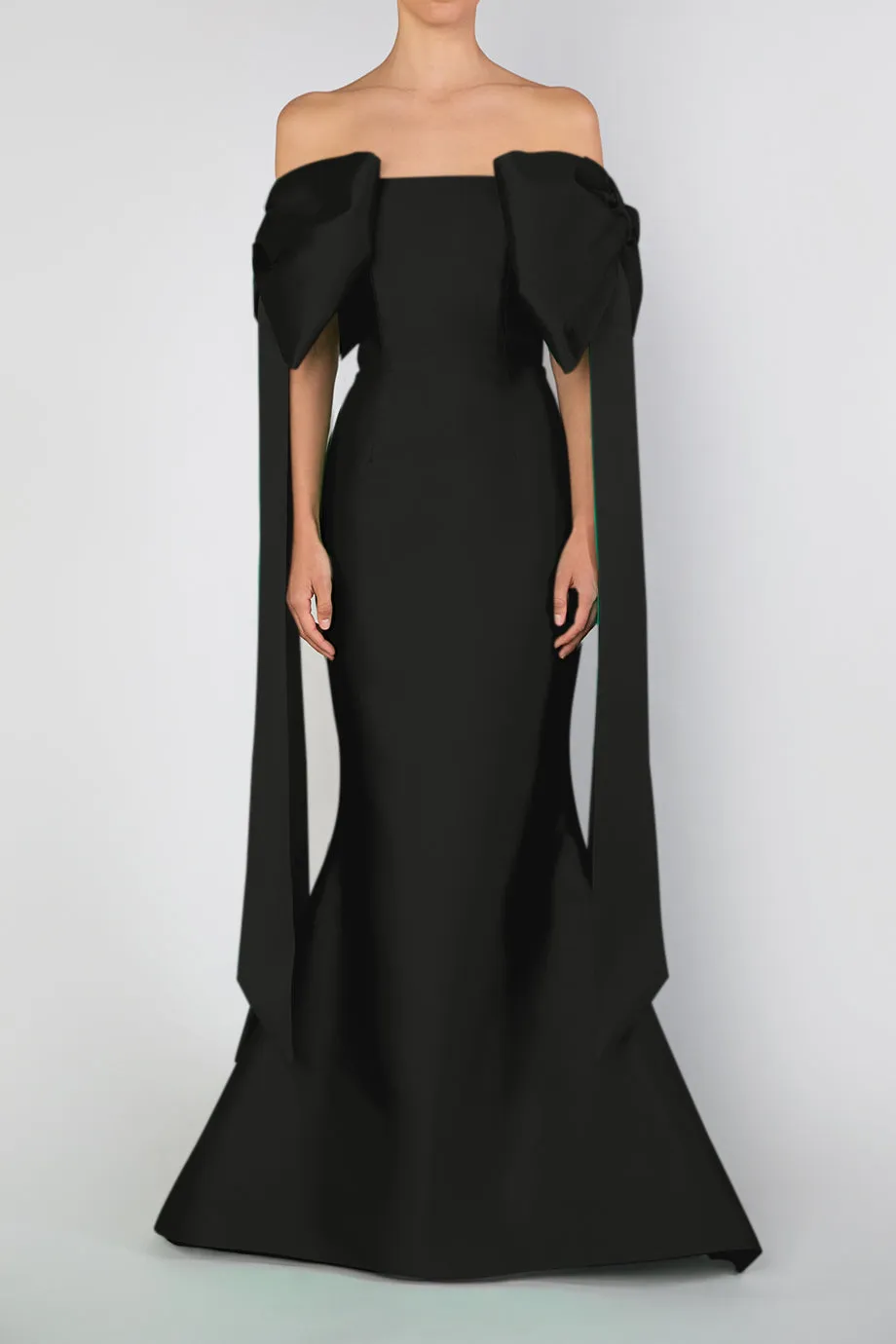 Catalina Silk and Wool Mermaid Gown with Detachable Sashes