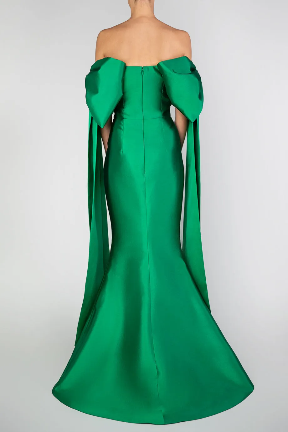 Catalina Silk and Wool Mermaid Gown with Detachable Sashes