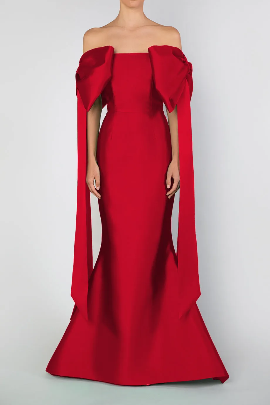 Catalina Silk and Wool Mermaid Gown with Detachable Sashes