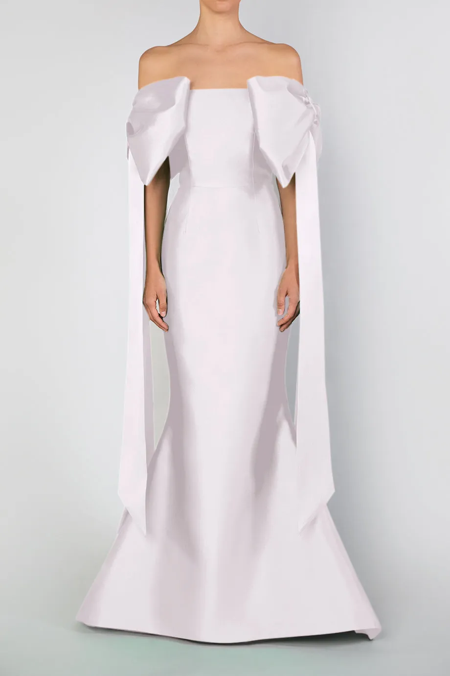 Catalina Silk and Wool Mermaid Gown with Detachable Sashes