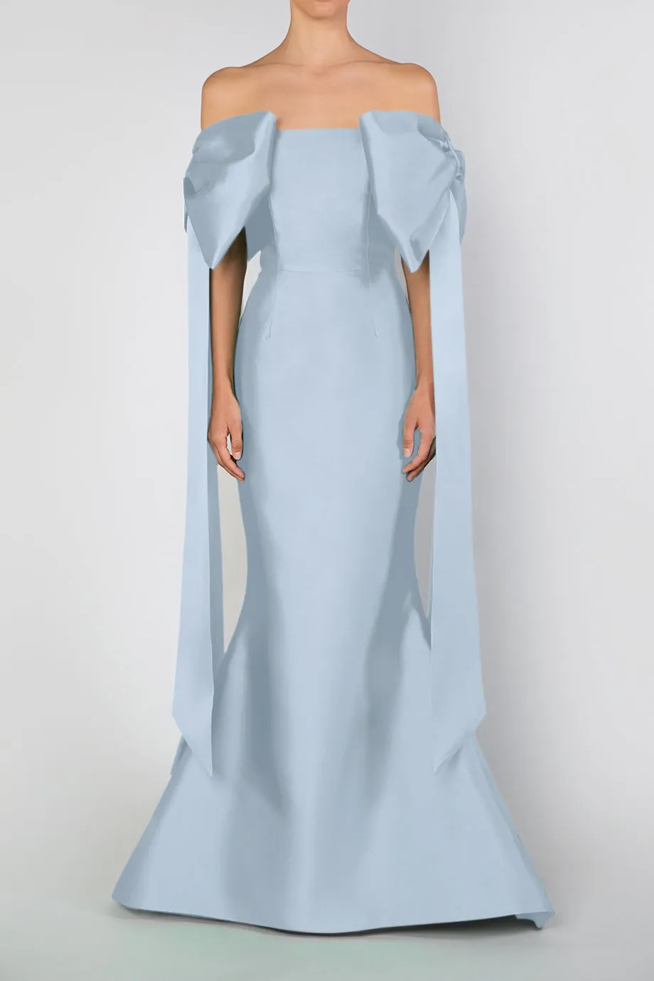 Catalina Silk and Wool Mermaid Gown with Detachable Sashes