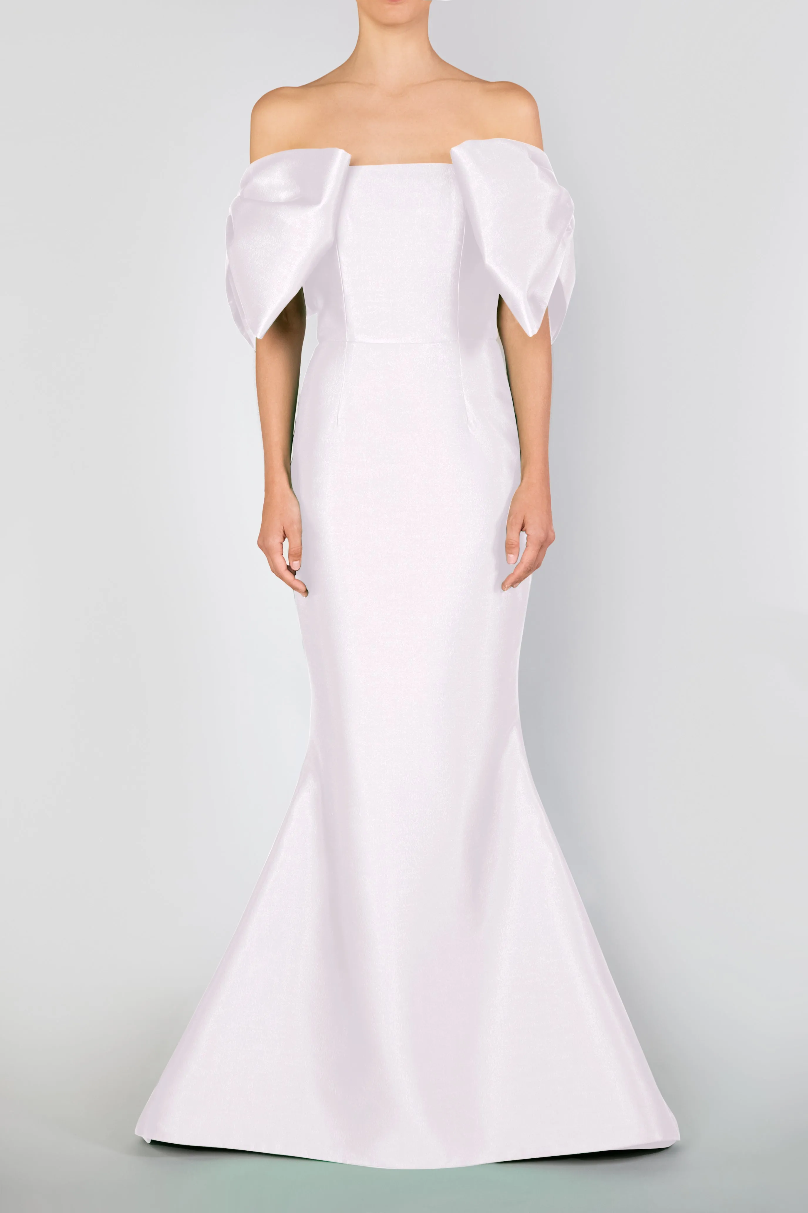 Catalina Silk and Wool Mermaid Gown with Detachable Sashes