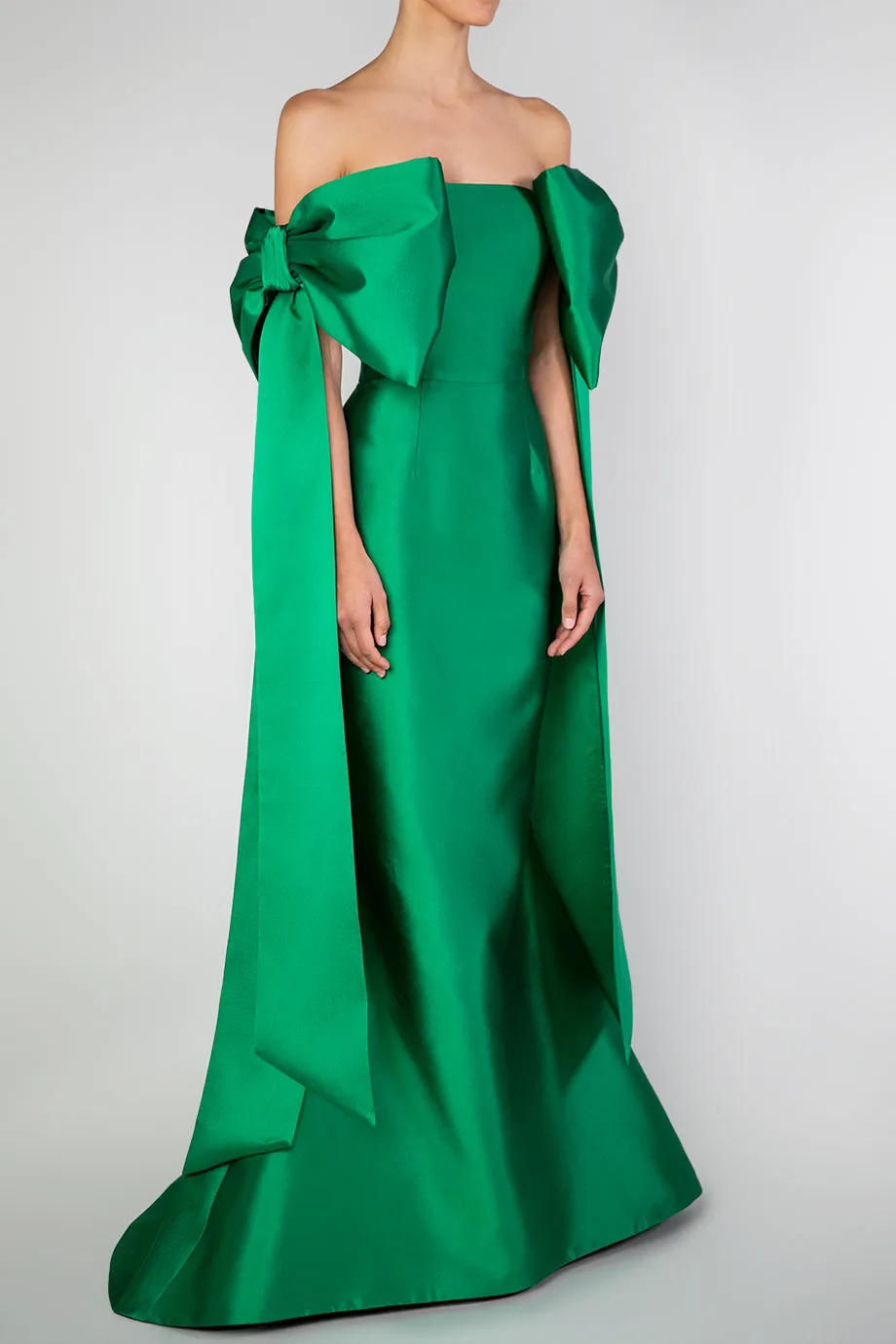 Catalina Silk and Wool Mermaid Gown with Detachable Sashes