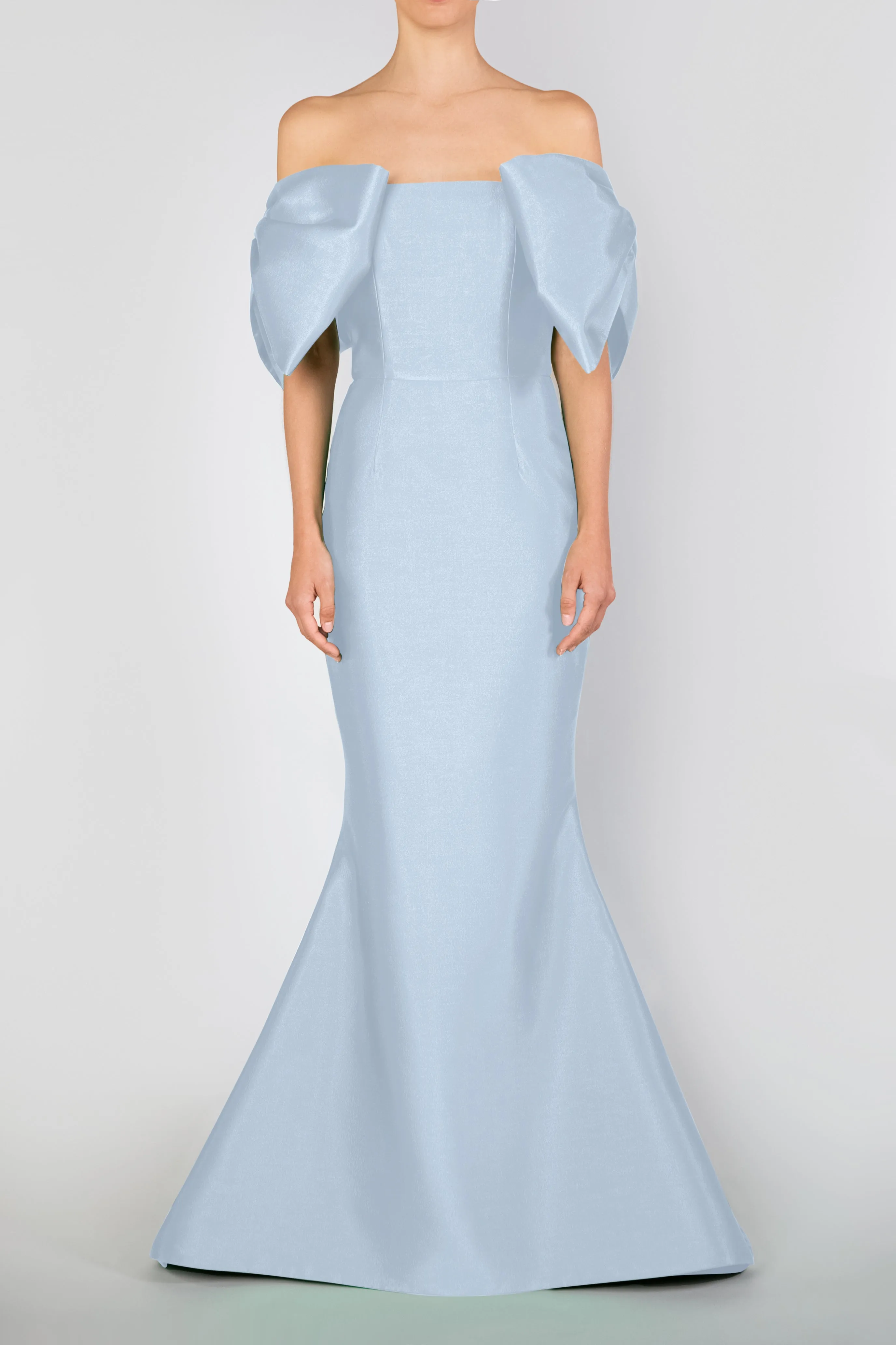 Catalina Silk and Wool Mermaid Gown with Detachable Sashes