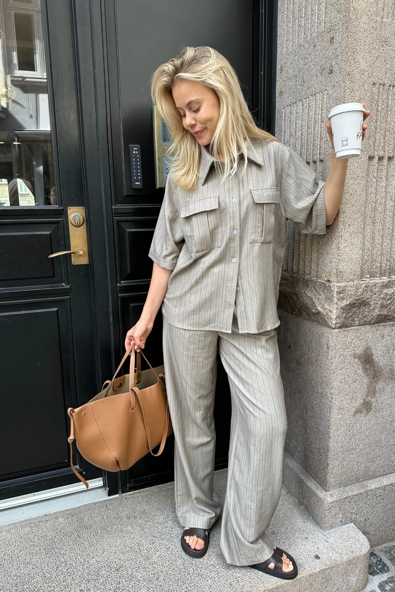 CelinaIC Skjorte - Beige Stribet