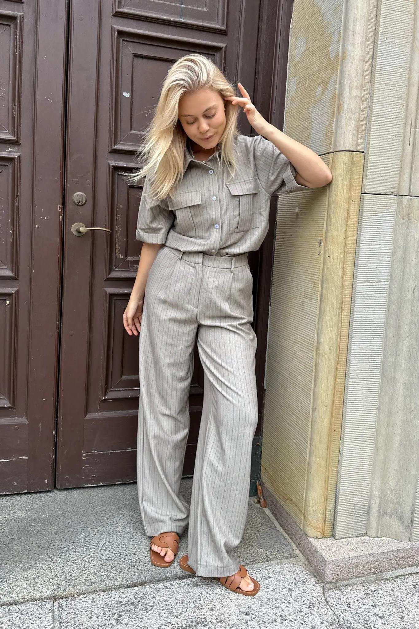 CelinaIC Skjorte - Beige Stribet
