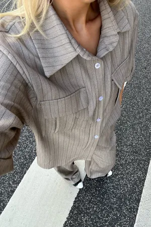 CelinaIC Skjorte - Beige Stribet