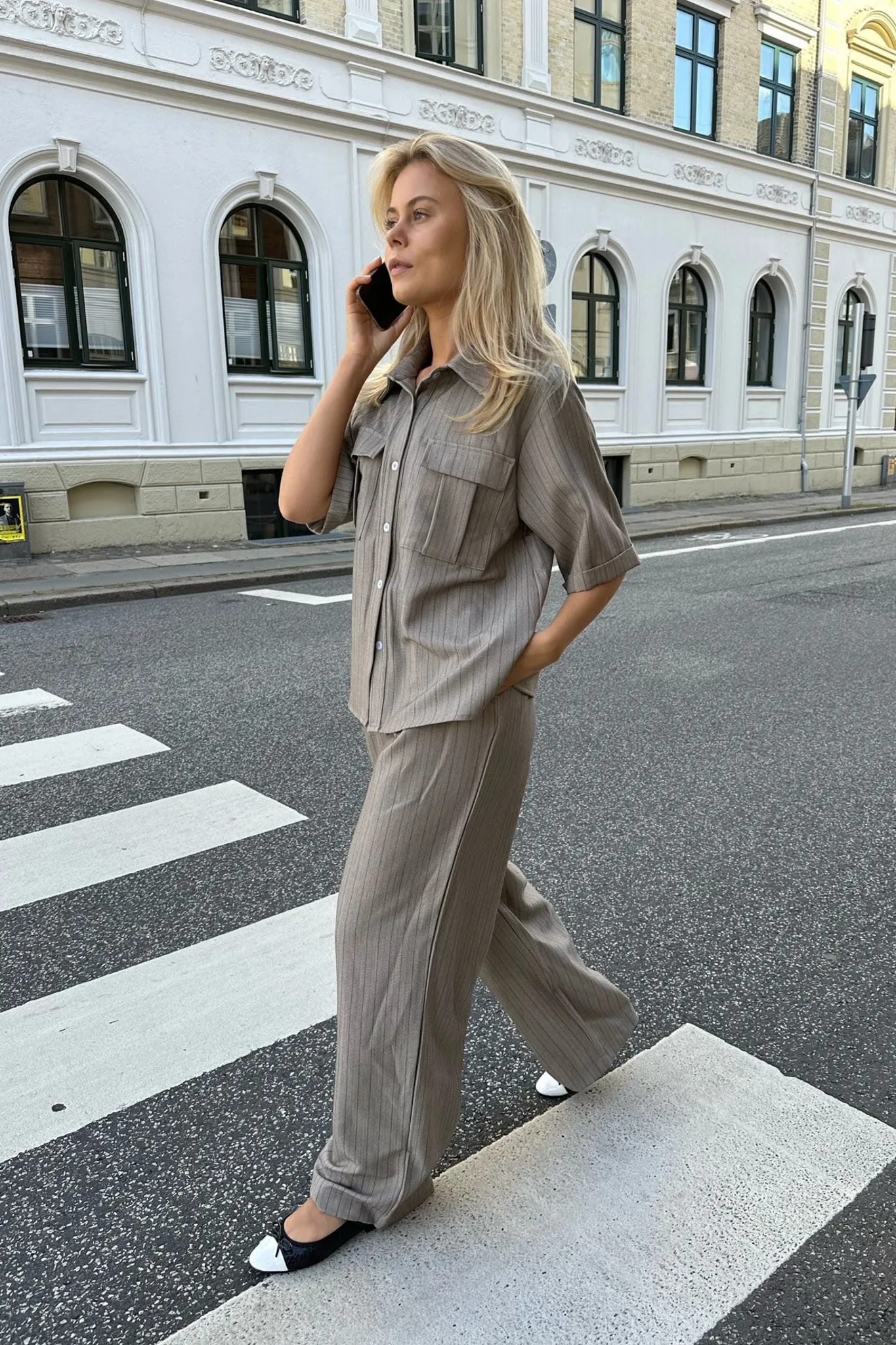 CelinaIC Skjorte - Beige Stribet