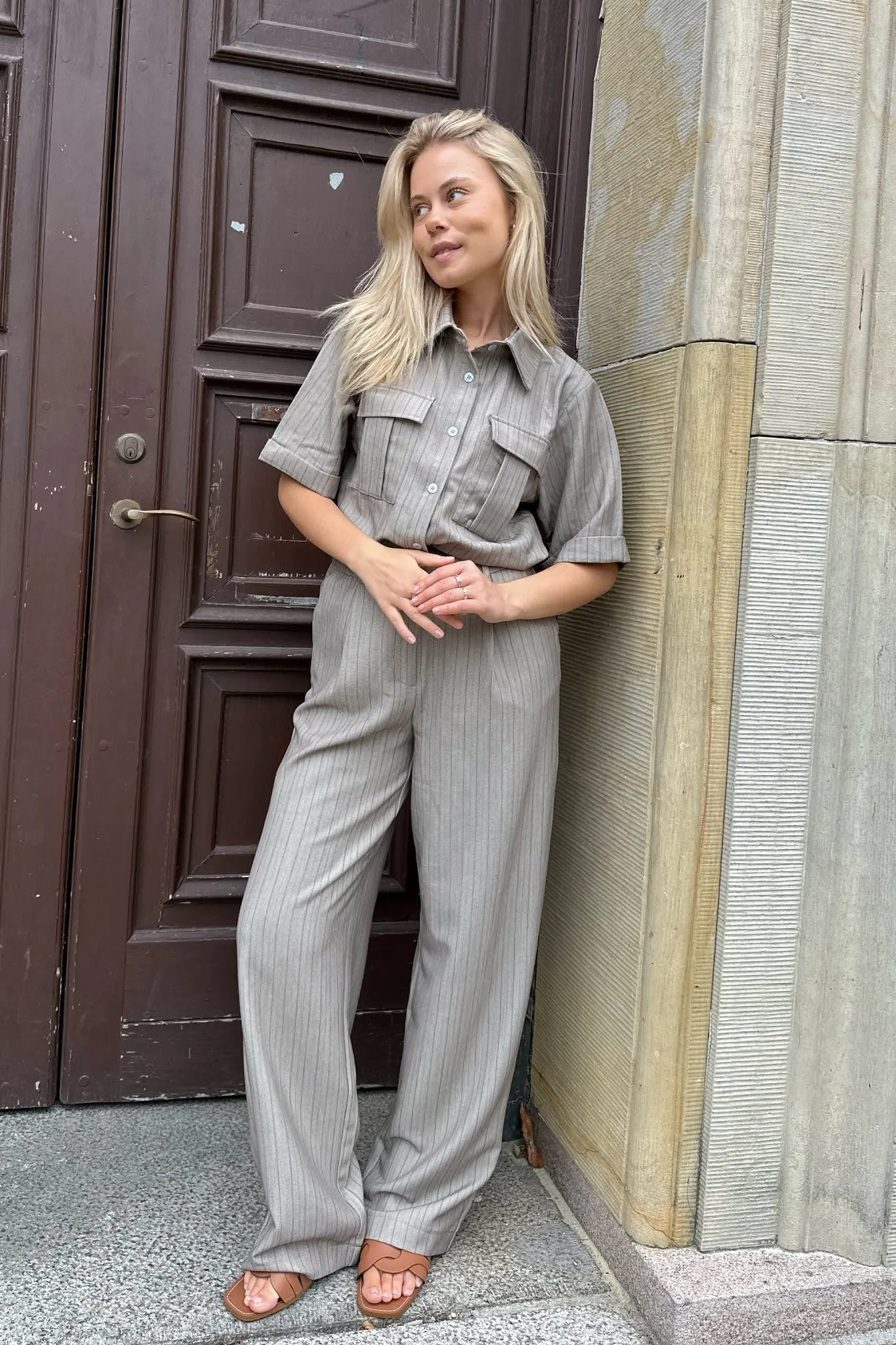CelinaIC Skjorte - Beige Stribet
