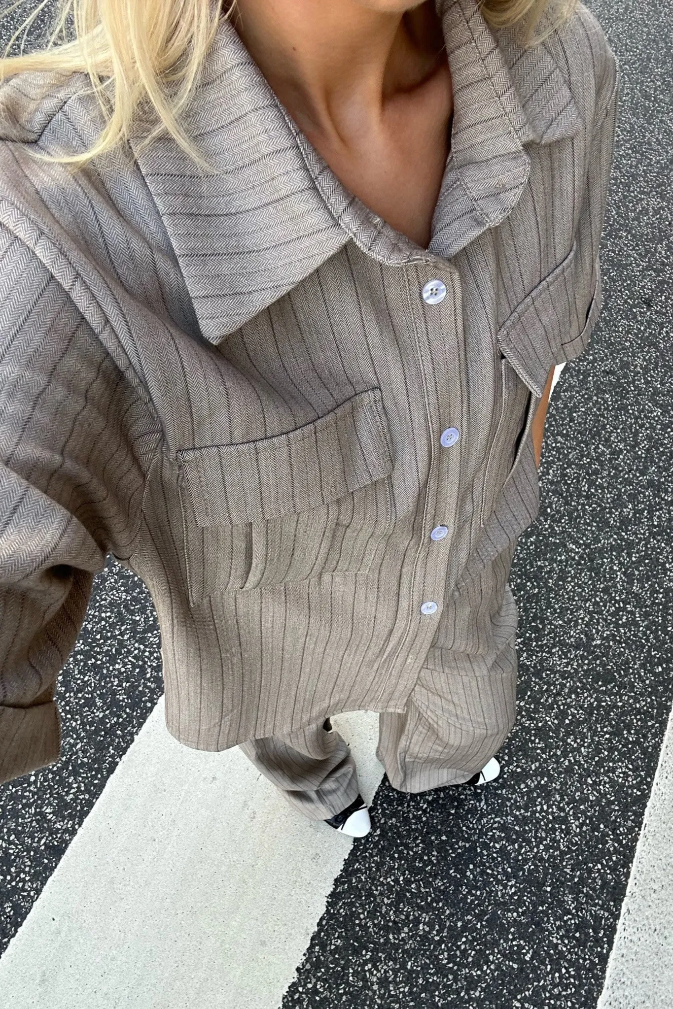 CelinaIC Skjorte - Beige Stribet