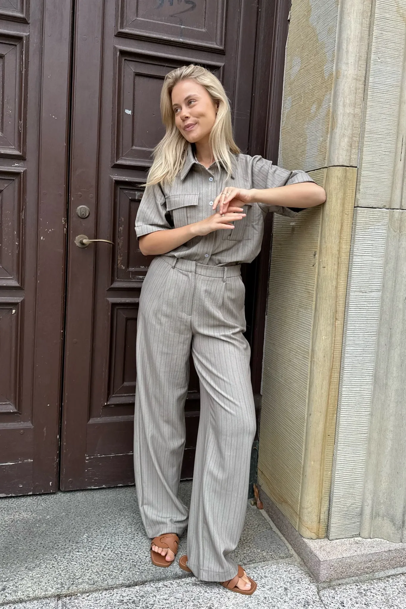 CelinaIC Skjorte - Beige Stribet