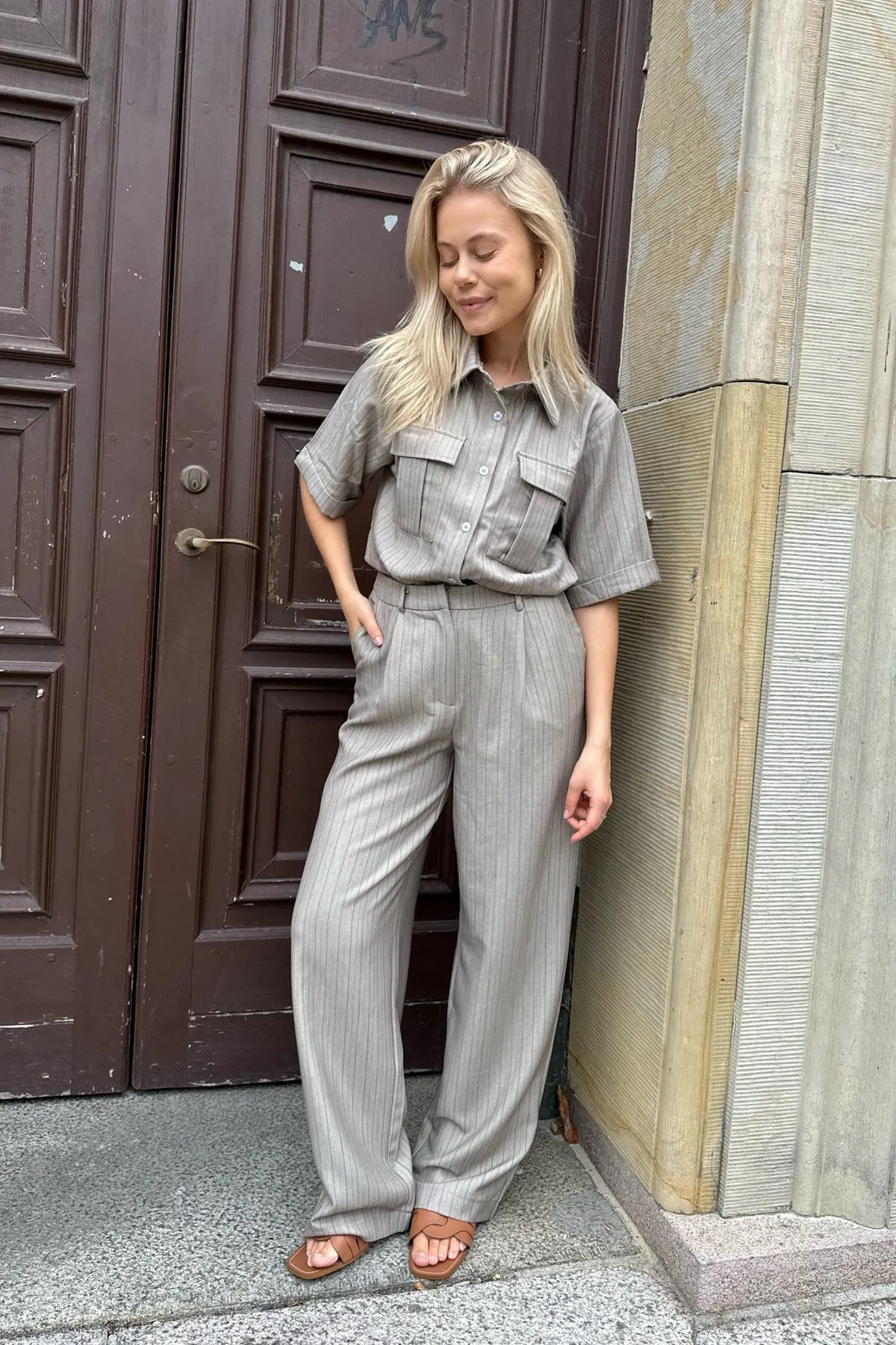CelinaIC Skjorte - Beige Stribet