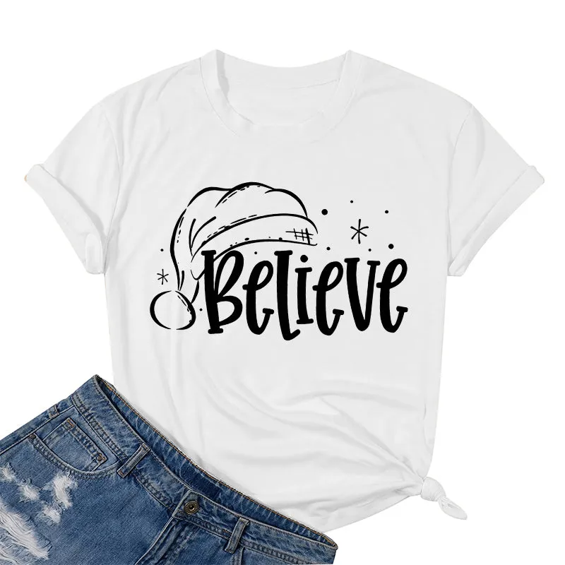 Cotton 2022 Merry Christmas T-shirts