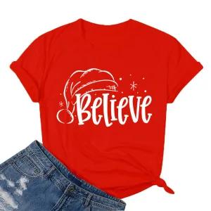 Cotton 2022 Merry Christmas T-shirts