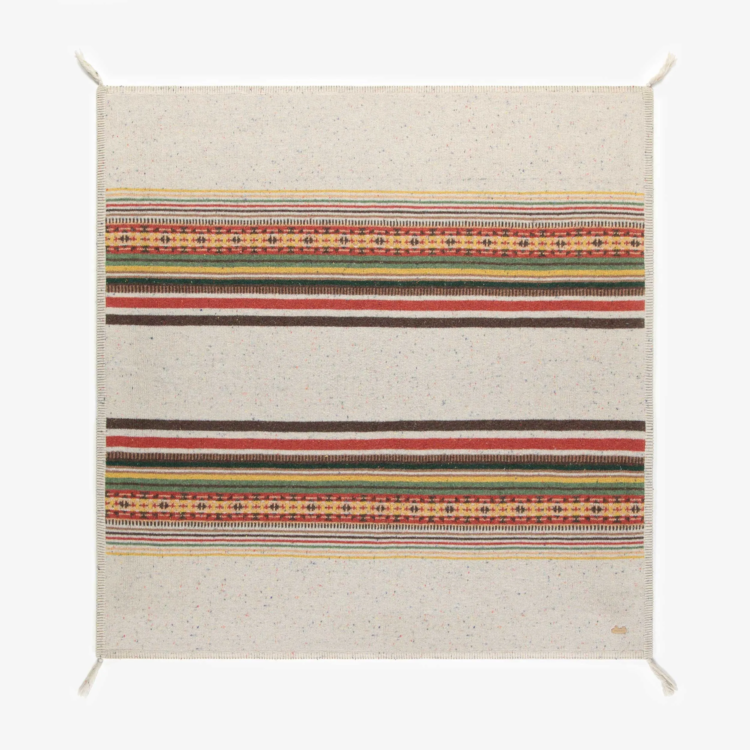 Couverture brune à motifs en maille, naissance || Brown patterned blanket in knitwear, newborn