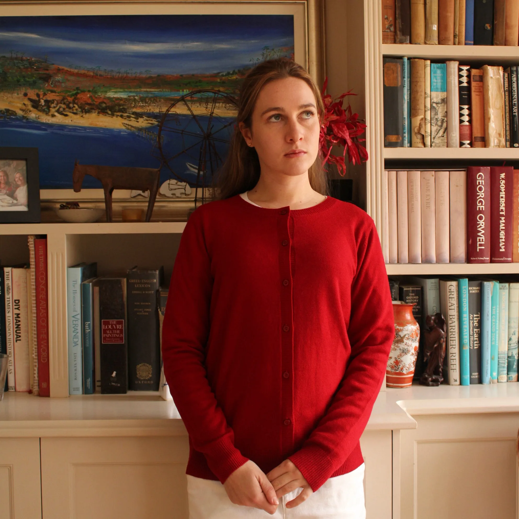 Crew Cardigan - Wine
