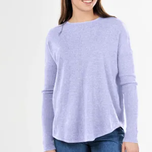 Curved Hem Crew Pullover - Lilac