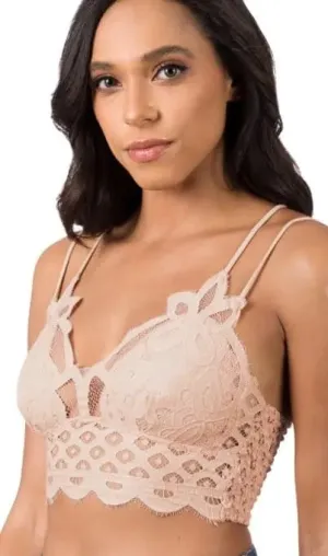Dusty Blush crochet lace bralette