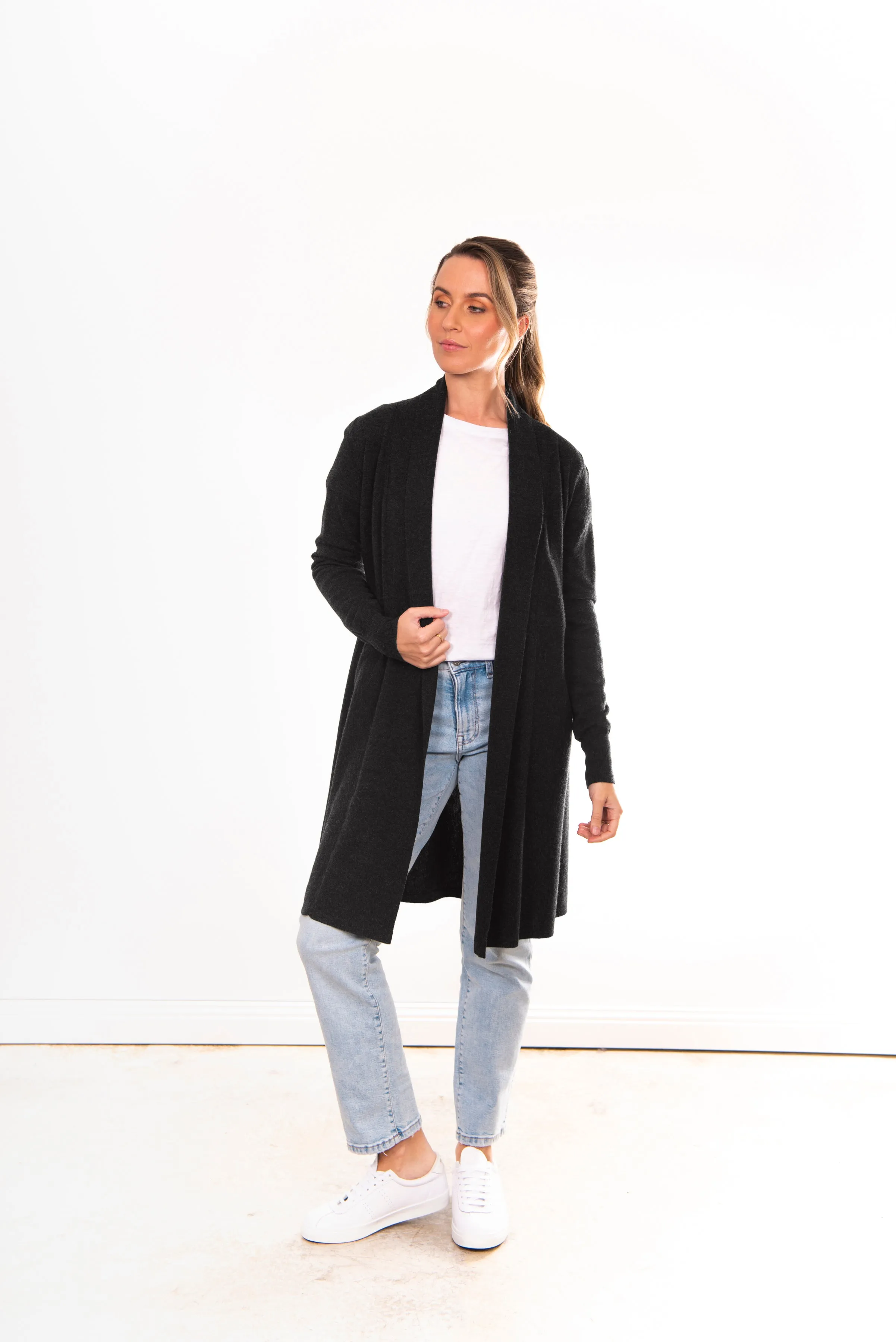 Edge To Edge Cardigan - Coal