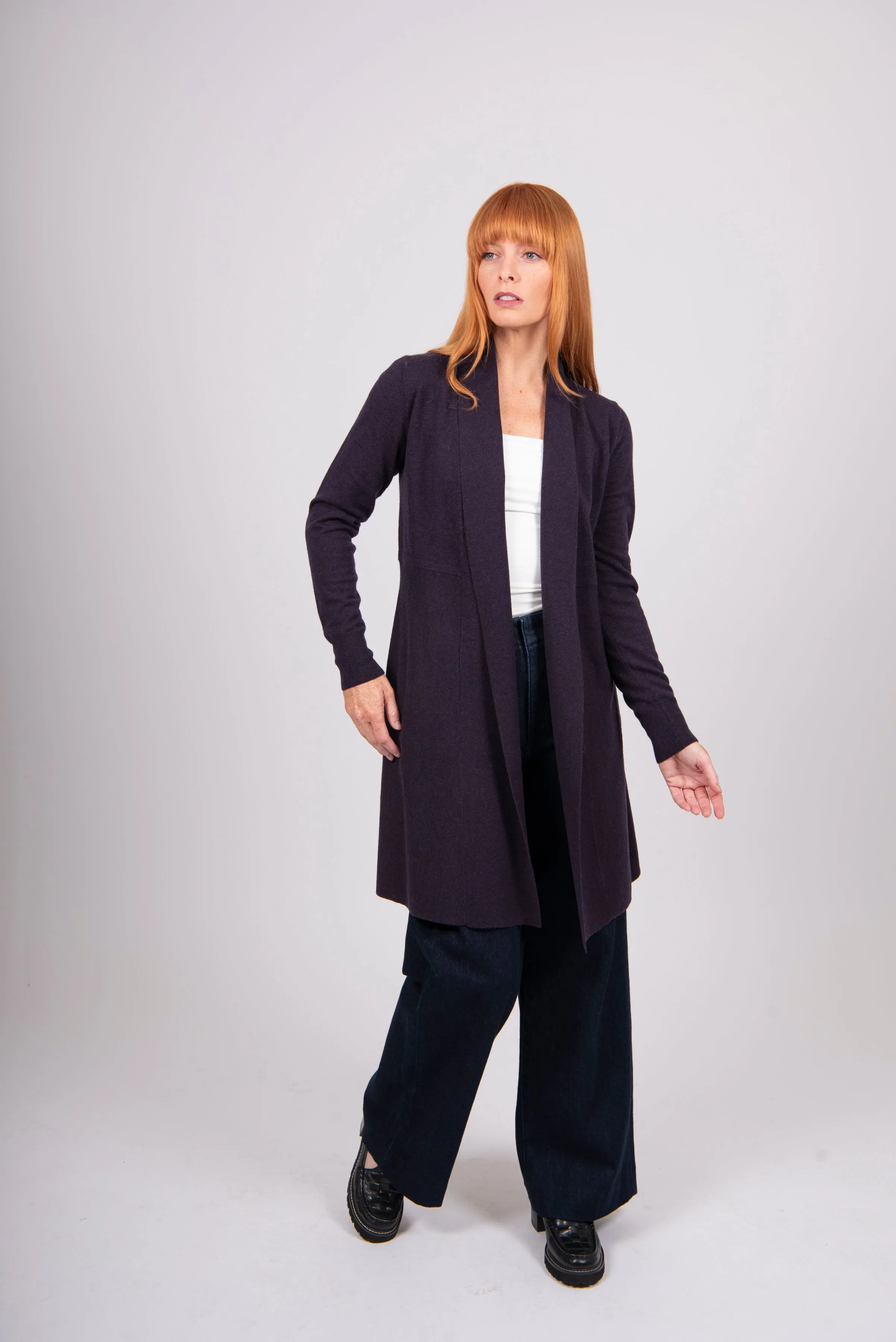 Edge To Edge Cardigan - Plum