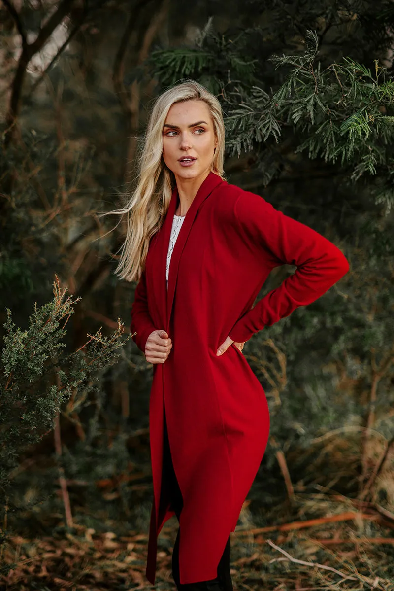 Edge to Edge Cardigan - Wine