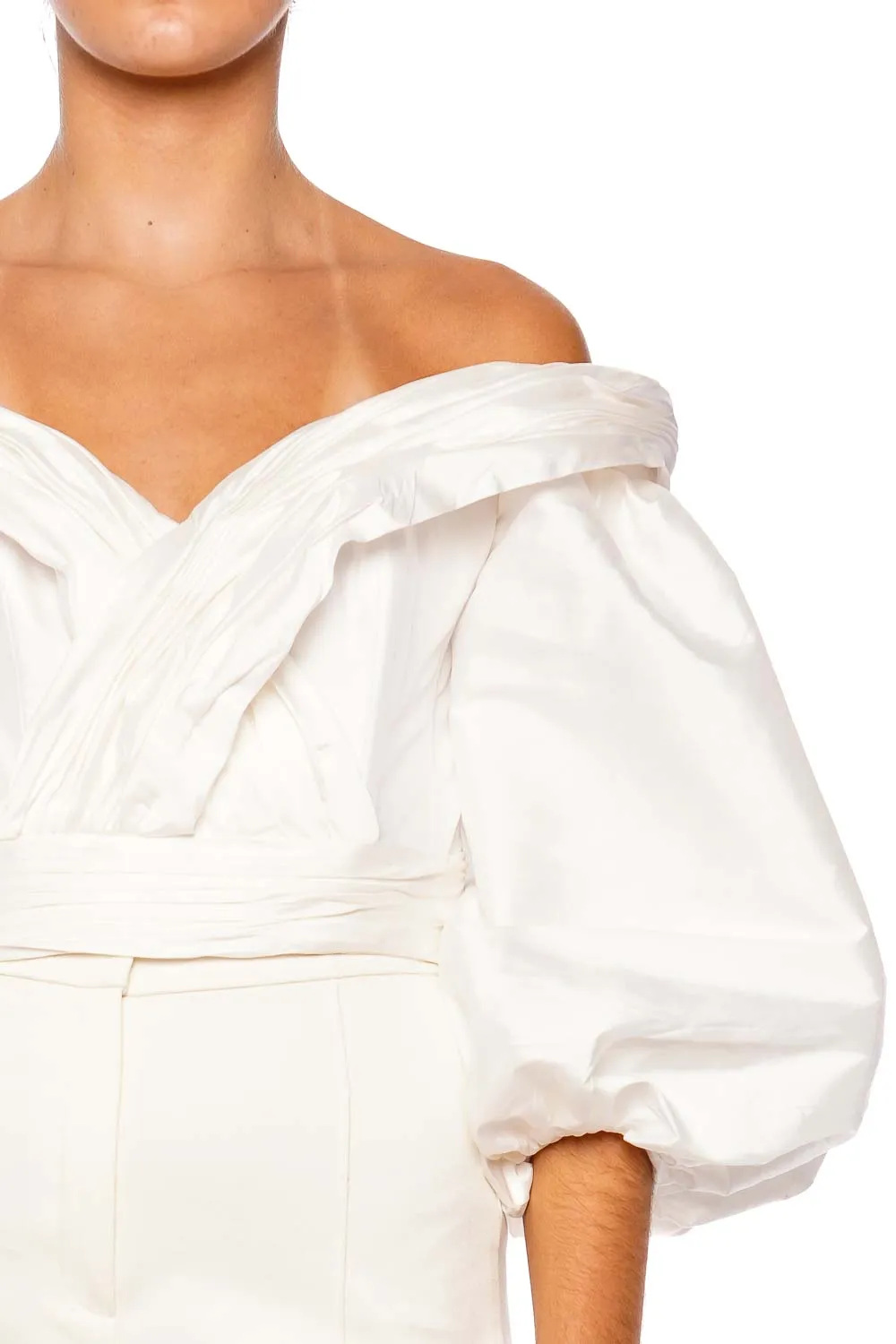 En Poesia Taffeta Off Shoulder Top