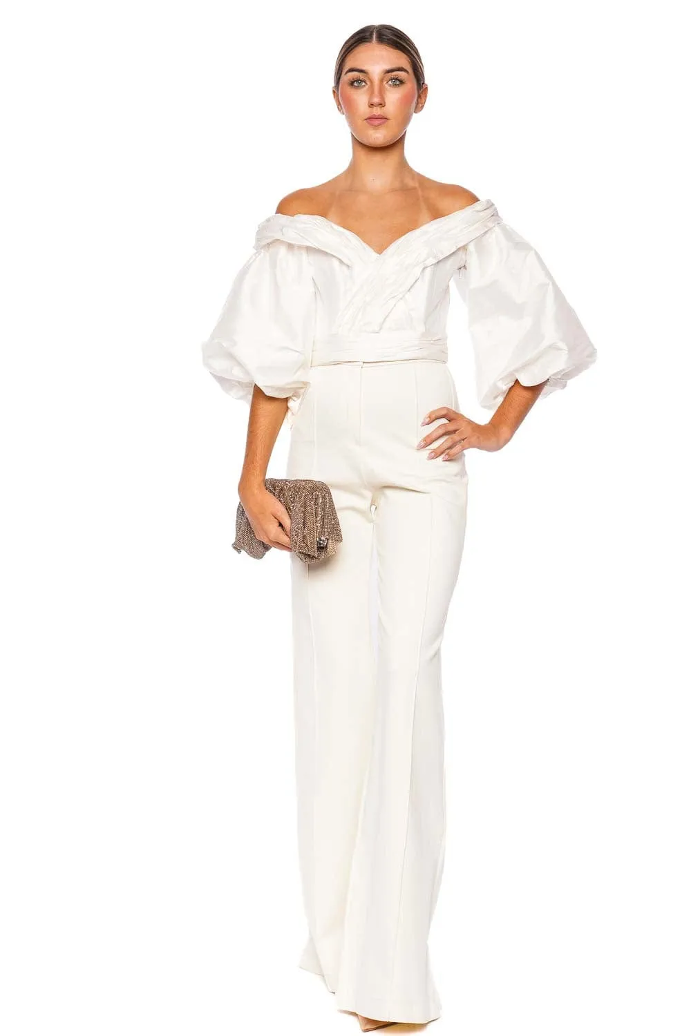 En Poesia Taffeta Off Shoulder Top