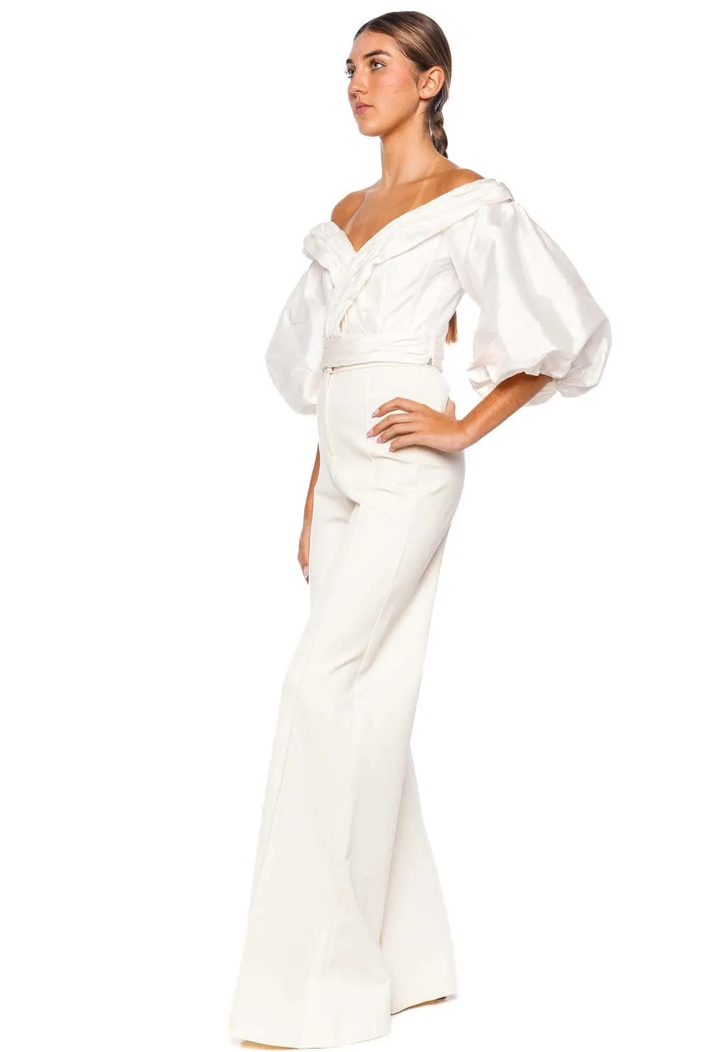 En Poesia Taffeta Off Shoulder Top