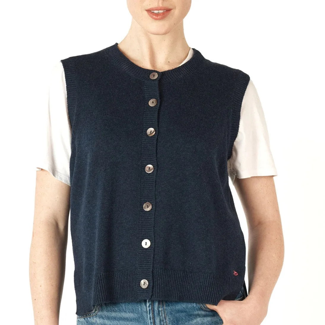 Essential Button Vest - Denim
