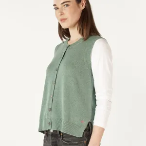Essential Button Vest - Moss