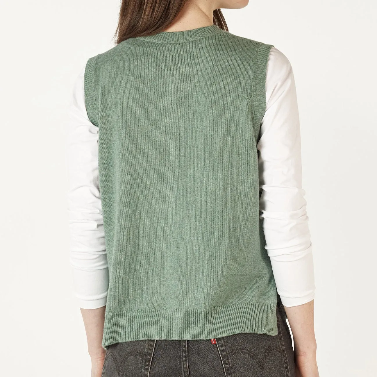 Essential Button Vest - Moss