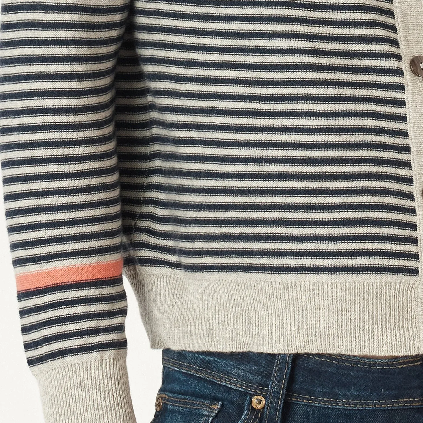 Essential Stripe Cardigan - Marl