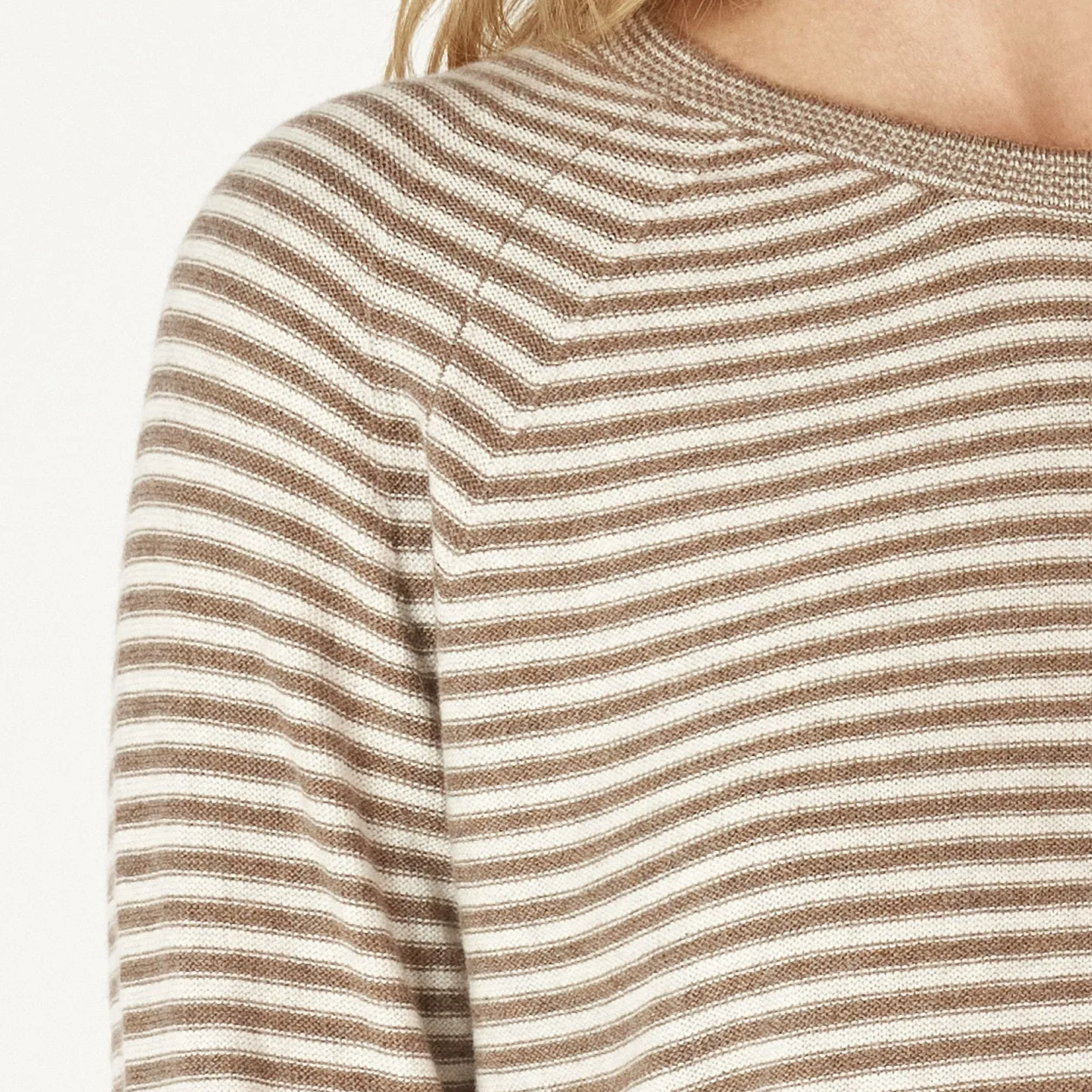 Essential Stripe Crew Jumper - Bark