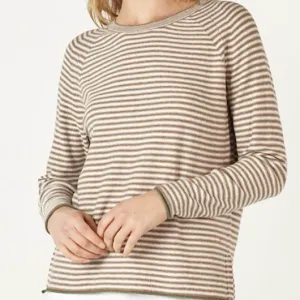 Essential Stripe Crew Jumper - Bark