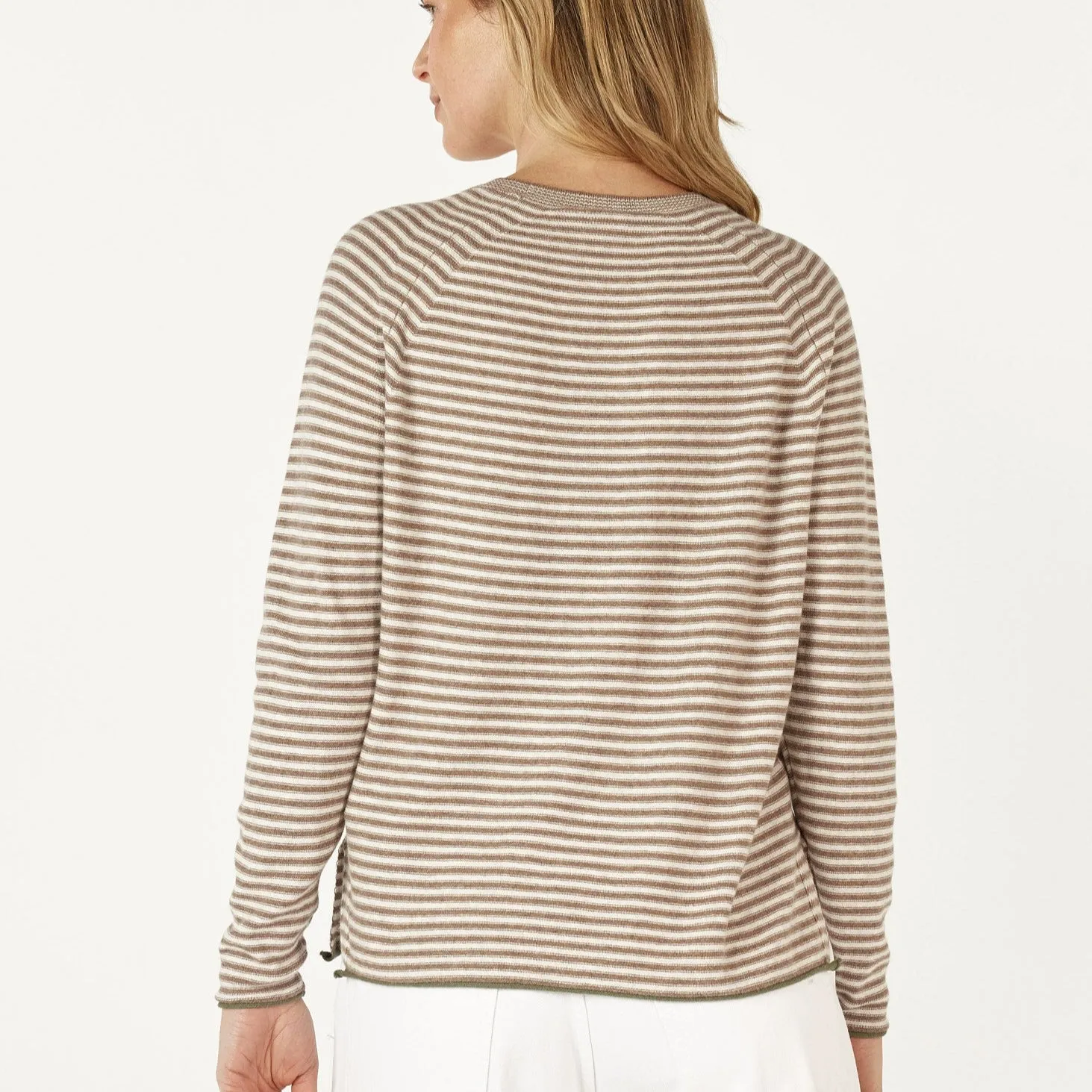 Essential Stripe Crew Jumper - Bark
