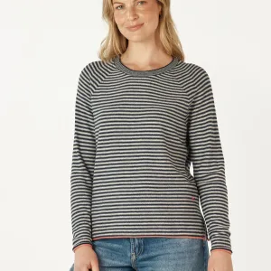 Essential Stripe Crew Jumper - Denim