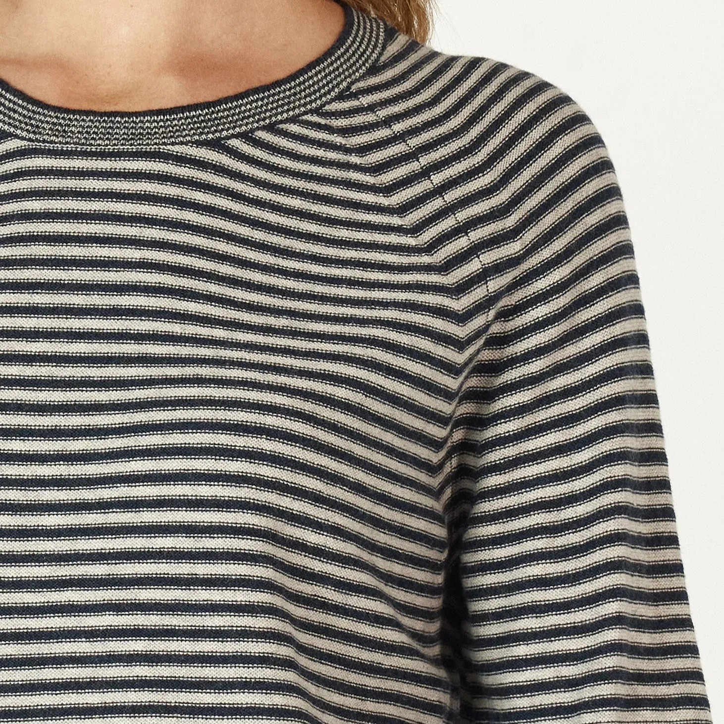 Essential Stripe Crew Jumper - Denim