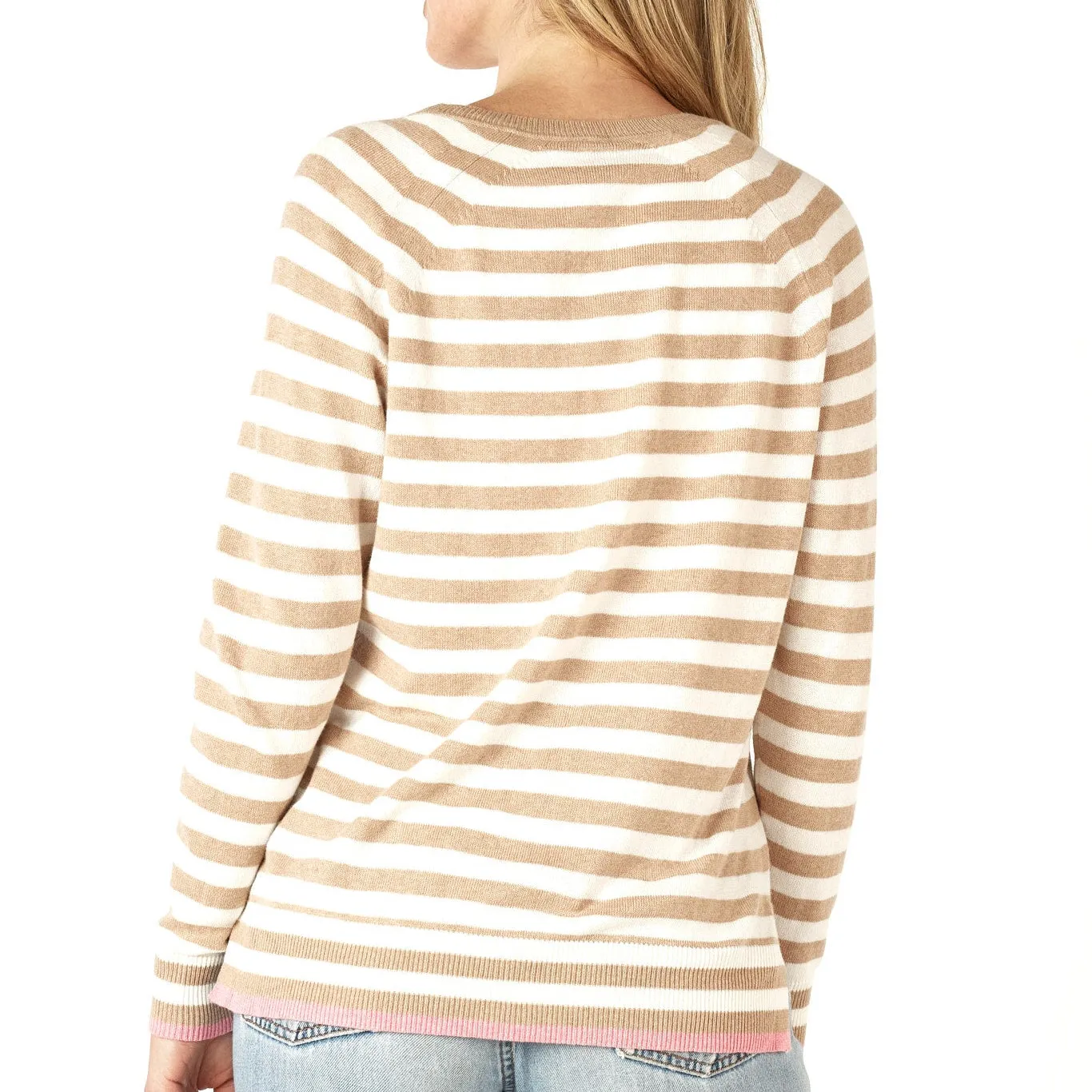 Essential Stripe Vee Top - Oat