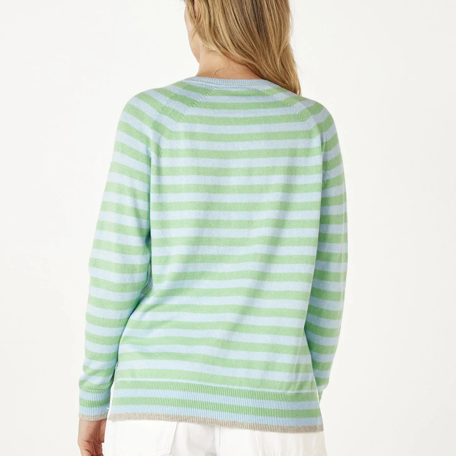 Essential Stripe Vee Top - Sky
