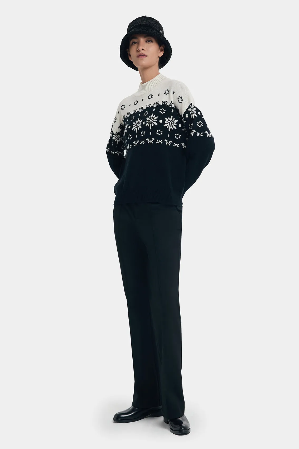 F/F KNIT L/S TOP MOCK NECK