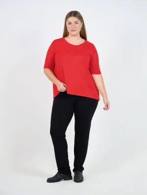 Gina Oversized Slouch Bamboo T-Shirt - Fiery Red